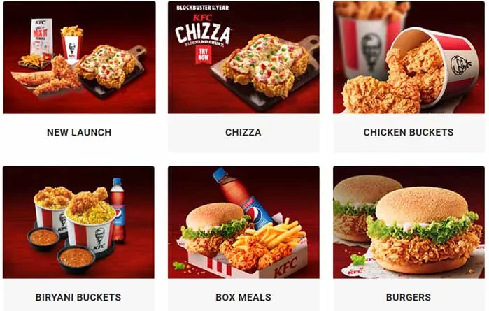 KFC Product Menu
